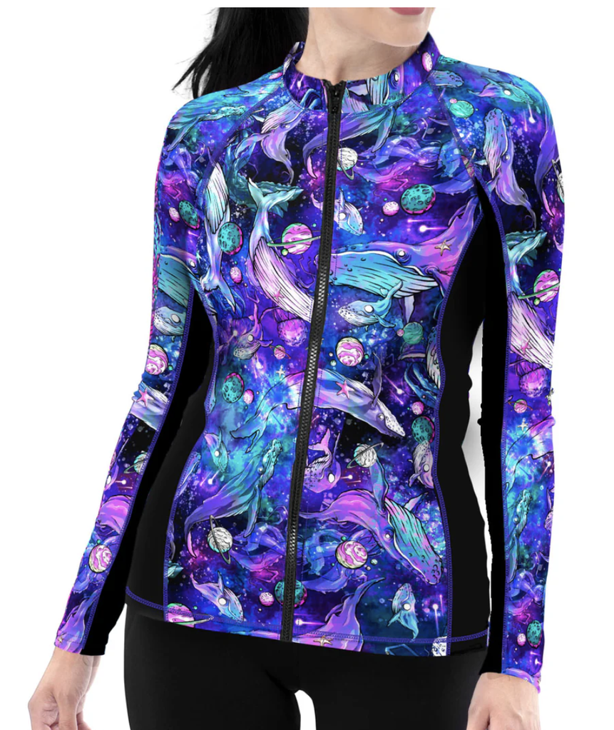 SPACEFISH Cosmic Whale Zip Rashguard