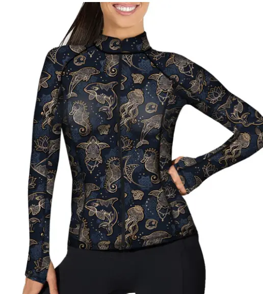 SPACEFISH Ocean Mandala Zip Up Rashguard