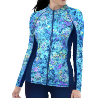 SPACEFISH Neon Fish Frenzy Zip Rashguard 